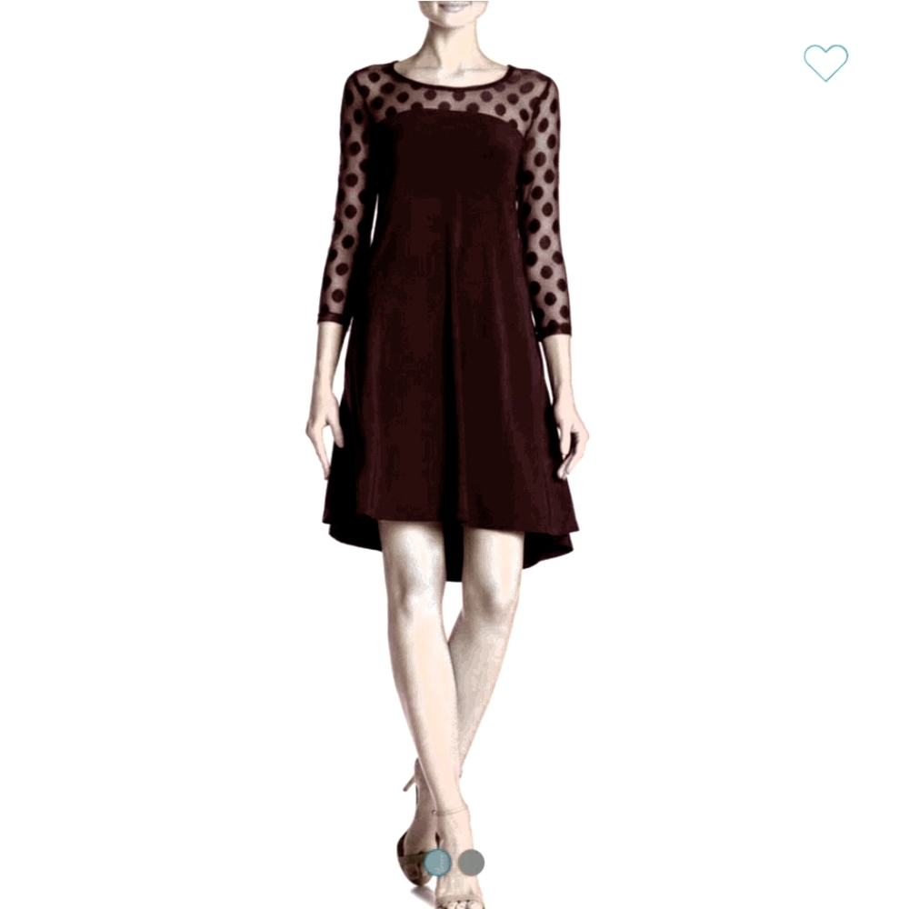 Nina leonard black polka dot dress